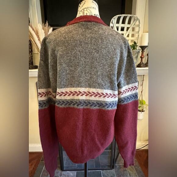 Jantzen Vintage Streetwear Wool Blend Knit Fair Isle Cardigan Sweater USA Medium - Picture 4 of 6